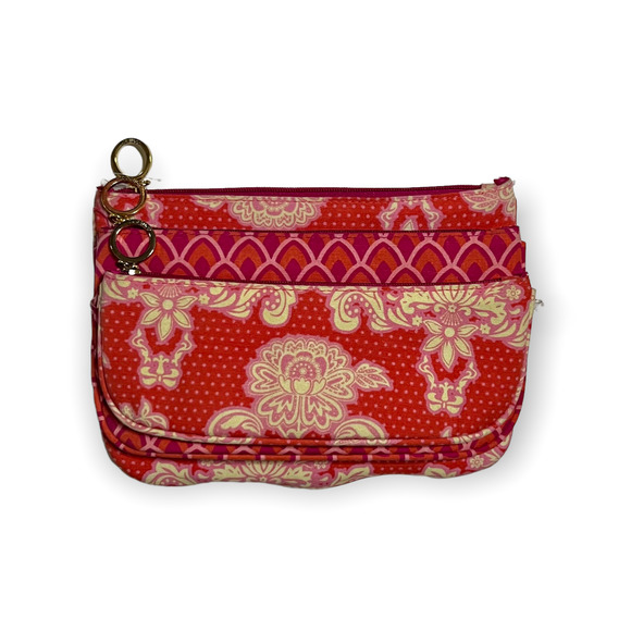 Allegro Handbags - Contents by Allegro Set of 3 Pink, Orange & Cream Fabric Makeup, Travel Bags